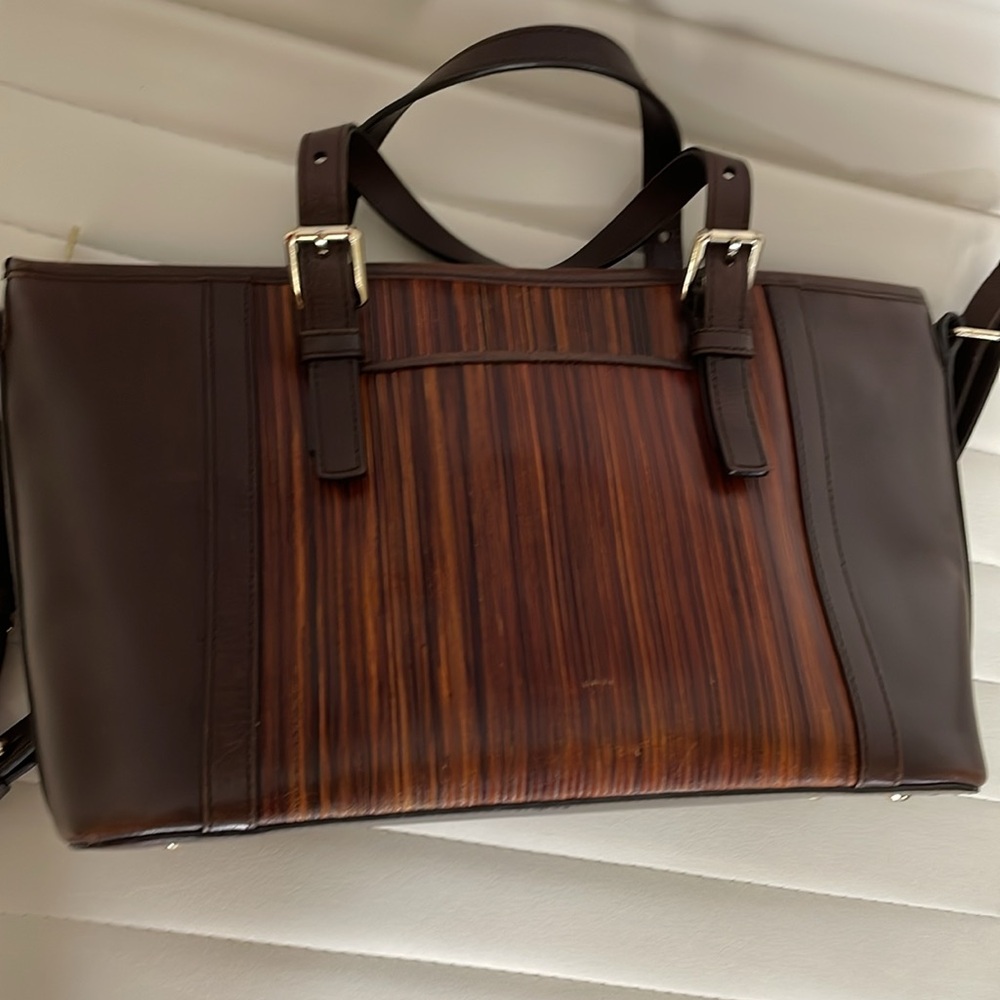 Brahmin brown wood print adjustable strap bag - Picture 8 of 14